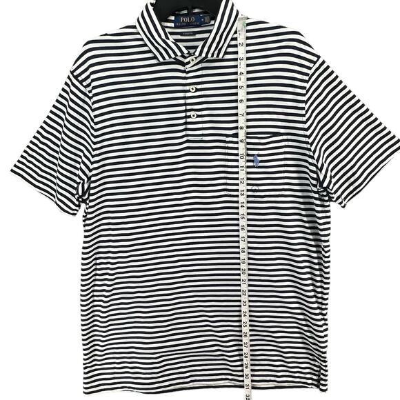 Polo Ralph Lauren Shirt Men M Blue Stripe Polo Logo Classic Fit Nautical Preppy - Picture 7 of 12
